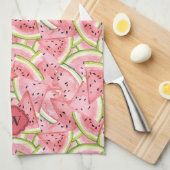 Rosa und rotes Wassermelonenmuster mit Monogramm Geschirrtuch (Viertel Falte)