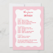 Rosa und Rotes Wavy Hen Weekend Party Einladung (Rückseite)