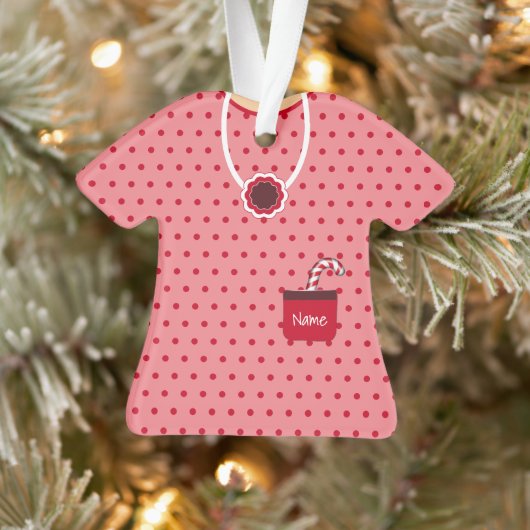 Rosa und Rotes Weihnachtskleid Personalisiertes Pa Ornament (Baum)