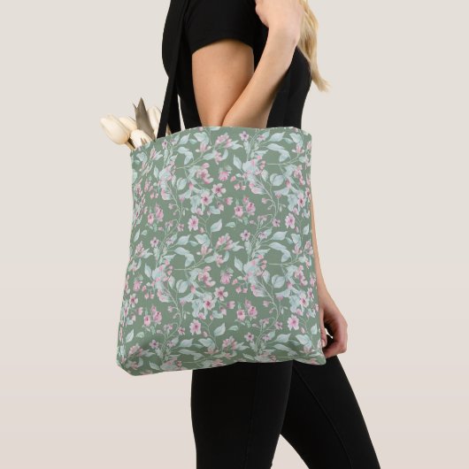 Rosa und rötliche Blütenmuster Tasche (Von Nahem)