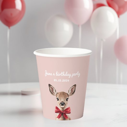 Rosa und Rotwild | Birthday Party Pappbecher