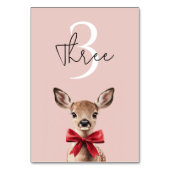 Rosa und Rotwild | Birthday Party Tischnummer (Vorderseite)