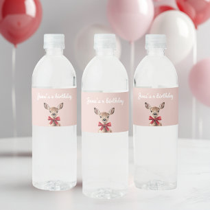 Rosa und Rotwild Birthday Party Wasserflaschenetikett