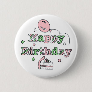 Rosa und Sage Green Happy Birthday Button