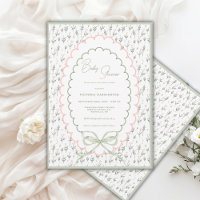 Rosa und Salbei Blumen Vintage-Baby-Party