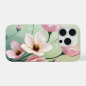 Rosa und Salbeigrüne Blumen-Handyhülle iPhone Hülle (Rückseite (Horizontal))