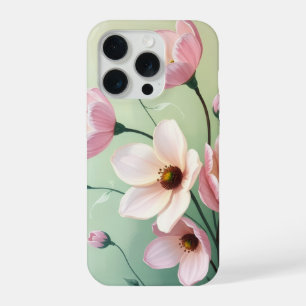 Rosa und Salbeigrüne Blumen-Handyhülle iPhone 15 Pro Hülle