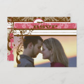 Rosa und Schokolade Braun Kronleuchter UAWG RSVP Karte (Vorne/Hinten)