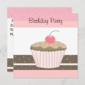 Rosa und Schokolade Cupcake zum Geburtstag Einladu Einladung (Vorne/Hinten)
