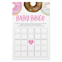 Rosa und Schokolade Donuts Baby Bingo Game Card
