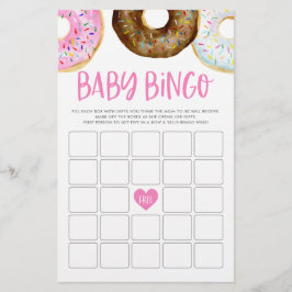 Rosa und Schokolade Donuts Baby Bingo Game Card