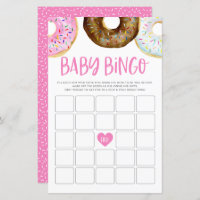 Rosa und Schokolade Donuts Baby Bingo Game Card