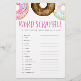 Rosa und Schokolade Donuts Baby Word Scramspiel