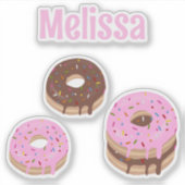 Rosa und Schokolade Donuts Individuelle Name Vinyl Aufkleber (Vorderseite)