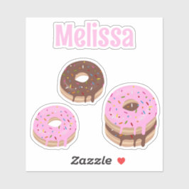 Rosa und Schokolade Donuts Individuelle Name Vinyl Aufkleber