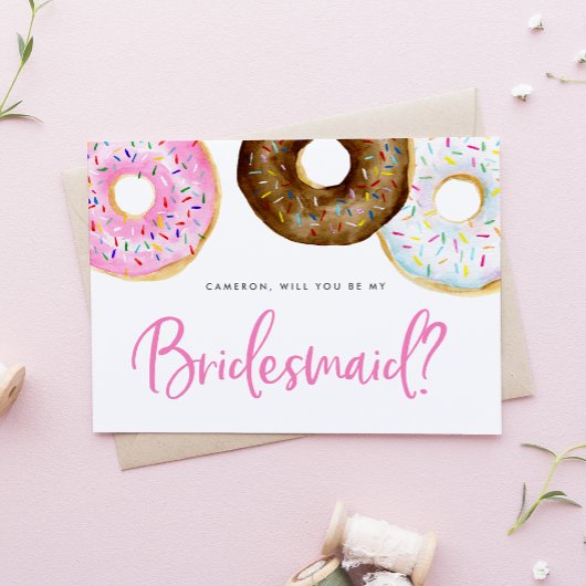 Rosa und Schokolade Donuts ist meine Bridesmaid Karte