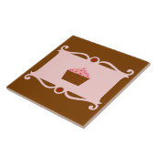 Rosa und Schokolade Herz Cupcake Keramik Tile Fliese (Seite)