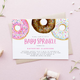 Rosa und Schokolade Wasserfarbe Donuts Baby Sprink Einladung