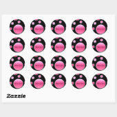 Rosa und schwarz 1,5" Runde Danke Sticker (Blatt)