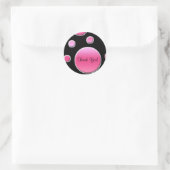 Rosa und schwarz 1,5" Runde Danke Sticker (Tasche)