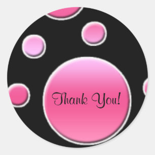 Rosa und schwarz 1,5" Runde Danke Sticker