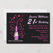Rosa und Schwarz 21. Geburtstag Einladung (Vorderseite)