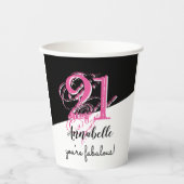 Rosa und Schwarz 21. Geburtstag Pappbecher (Vorderseite)
