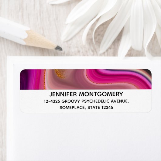 Rosa und Schwarz Abstrakt mit Gold-Wirbel (Insitu)