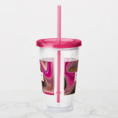 Rosa und Schwarz Abstrakt mit Gold-Wirbel Acryltrinkbecher (Rechts)