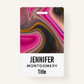 Rosa und Schwarz Abstrakt mit Gold-Wirbel Ausweis (Vorderseite)