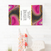 Rosa und Schwarz Abstrakt mit Gold-Wirbel Banner (Insitu)