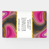 Rosa und Schwarz Abstrakt mit Gold-Wirbel Banner (Horizontal)