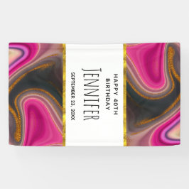 Rosa und Schwarz Abstrakt mit Gold-Wirbel Banner