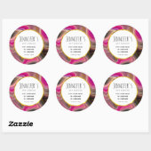 Rosa und Schwarz Abstrakt mit Gold Wirbel Business Runder Aufkleber (Blatt)