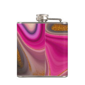 Rosa und Schwarz Abstrakt mit Gold-Wirbel Flachmann (Rückseite)