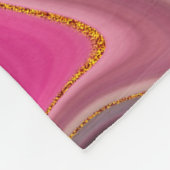 Rosa und Schwarz Abstrakt mit Gold-Wirbel Fleecedecke (Ecke)