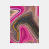 Rosa und Schwarz Abstrakt mit Gold-Wirbel Fleecedecke (Vorderseite)