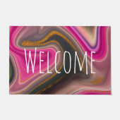 Rosa und Schwarz Abstrakt mit Gold-Wirbel Fußmatte (Vorderseite)