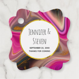 Rosa und Schwarz Abstrakt mit Gold-Wirbel Geschenkanhänger