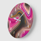 Rosa und Schwarz Abstrakt mit Gold-Wirbel Große Wanduhr (Winkel)