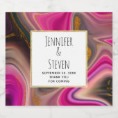 Rosa und Schwarz Abstrakt mit Gold Wirbel Hochzeit Bierflaschenetikett (Einzelnes Label)