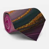 Rosa und Schwarz Abstrakt mit Gold-Wirbel Krawatte (Gerollt)