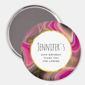 Rosa und Schwarz Abstrakt mit Gold-Wirbel Magnet (Vorderseite/Rückseite)