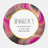 Rosa und Schwarz Abstrakt mit Gold-Wirbel Magnet (Vorne)