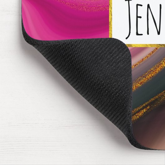 Rosa und Schwarz Abstrakt mit Gold-Wirbel Mouse Pa Mousepad (Ecke)