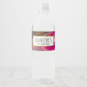 Rosa und Schwarz Abstrakt mit Gold Wirbel Party Wasserflaschenetikett (Vorderseite)