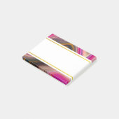 Rosa und Schwarz Abstrakt mit Gold-Wirbel Post-it Klebezettel (angewinkelt)