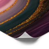 Rosa und Schwarz Abstrakt mit Gold-Wirbel Poster (Ecke)