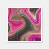 Rosa und Schwarz Abstrakt mit Gold-Wirbel Serviette (Vorderseite)