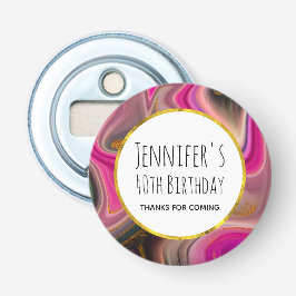 Rosa und Schwarz Abstrakt mit Golden Wirbel Geburt Flaschenöffner